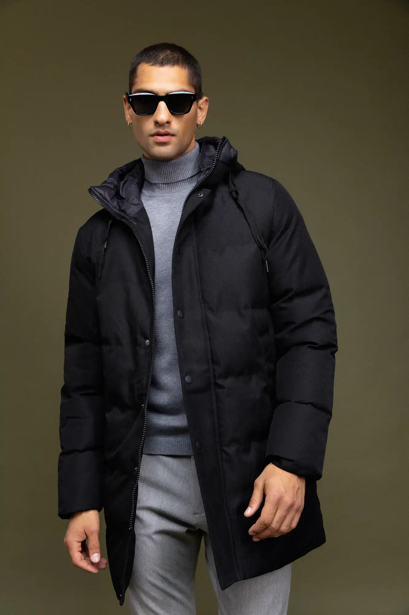 Biston fashion ανδρικό demi μπουφάν με ενσωματωμένη κουκούλα 52-201-112 BLACK