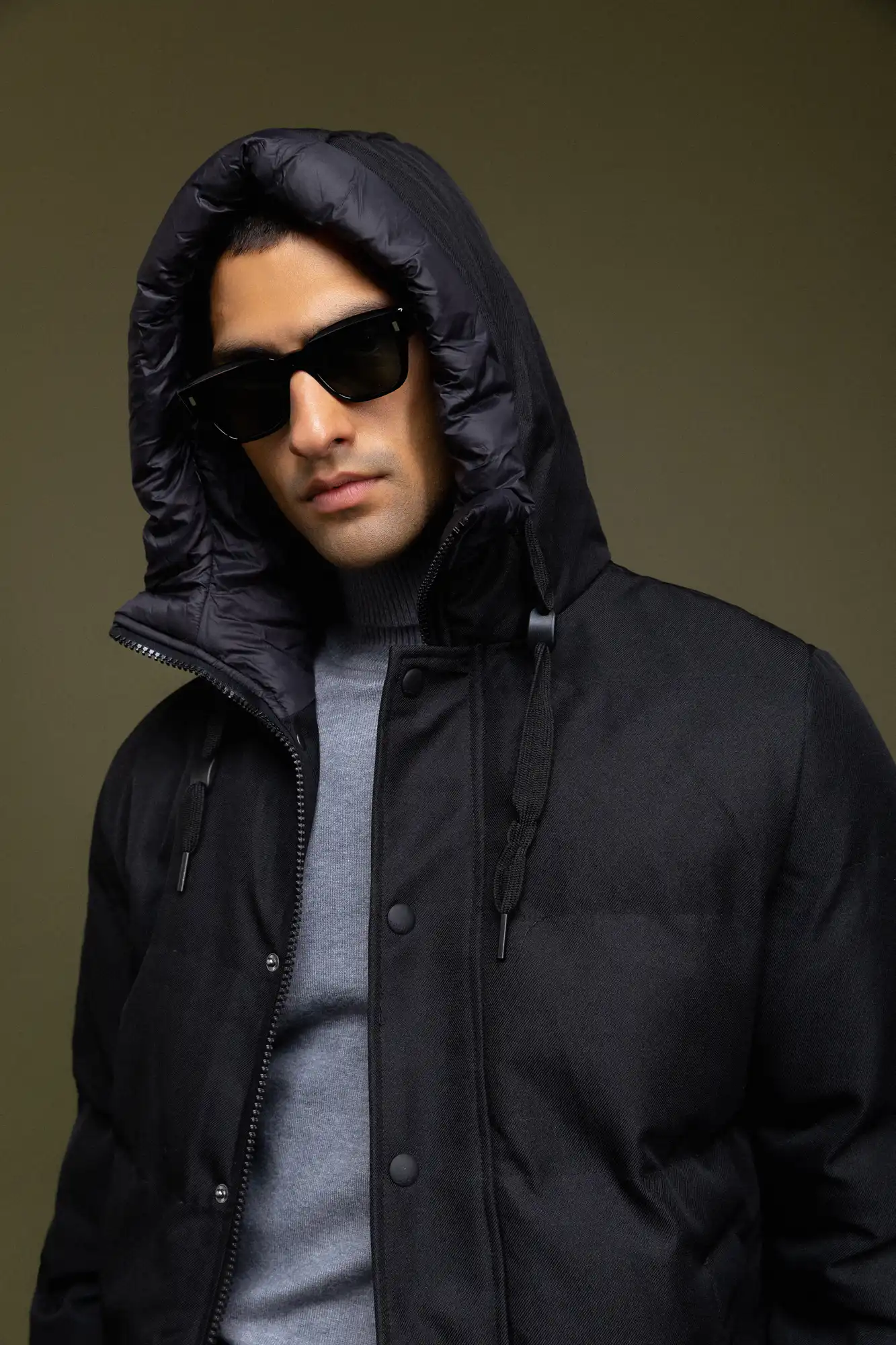 Biston fashion ανδρικό demi μπουφάν με ενσωματωμένη κουκούλα 52-201-112 BLACK