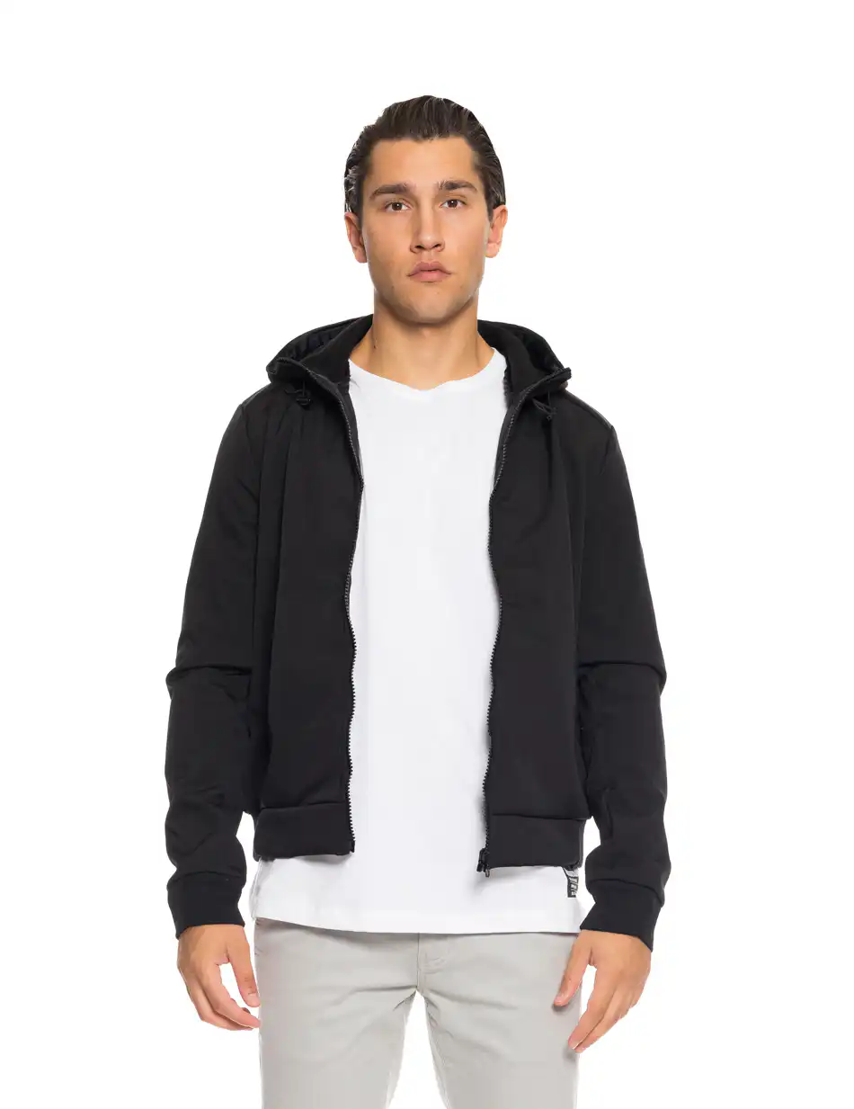 Splendid fashion ανδρικό λεπτό bomber μπουφάν με ενσωματωμένη κουκούλα 52-201-118 BLACK