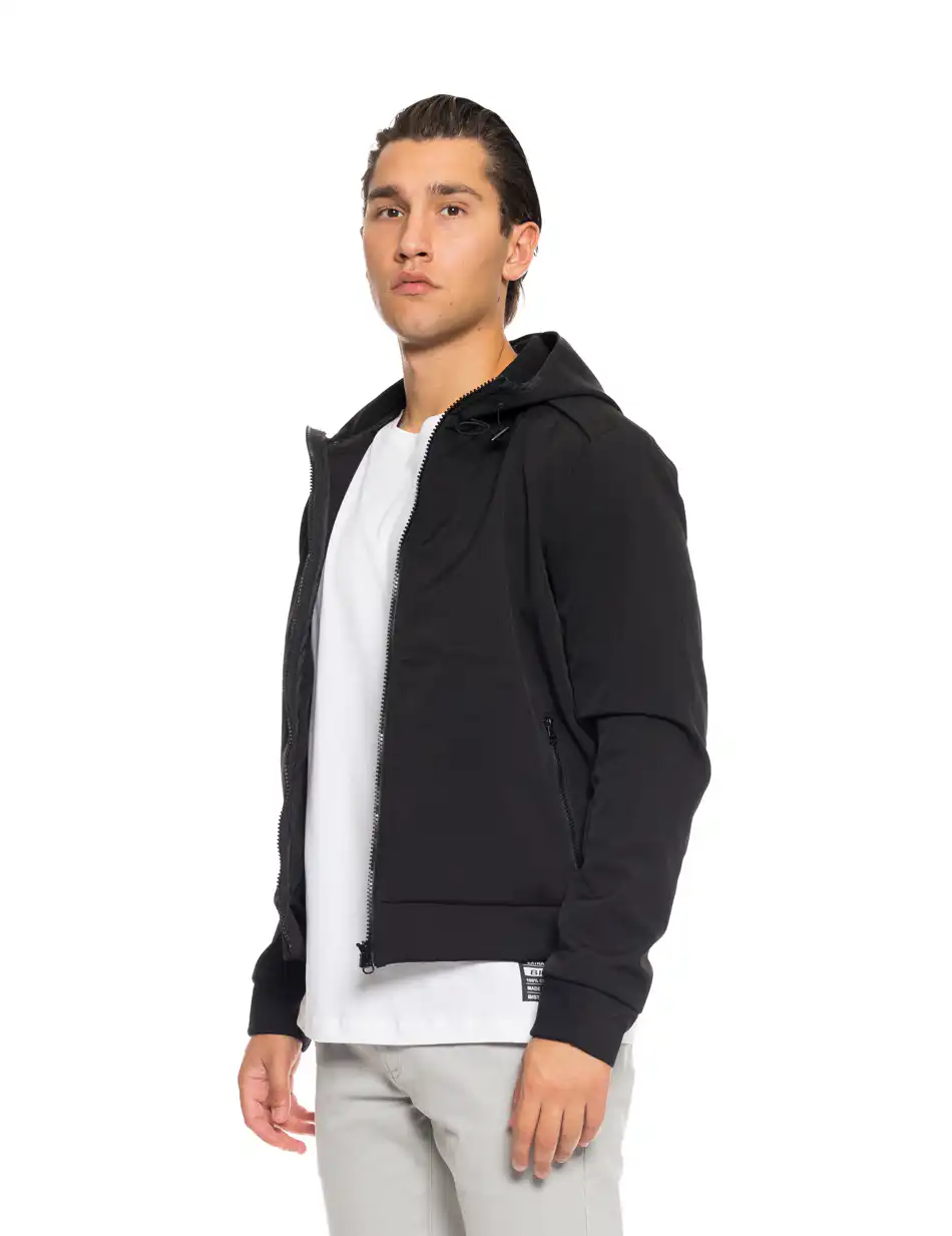 Splendid fashion ανδρικό λεπτό bomber μπουφάν με ενσωματωμένη κουκούλα 52-201-118 BLACK