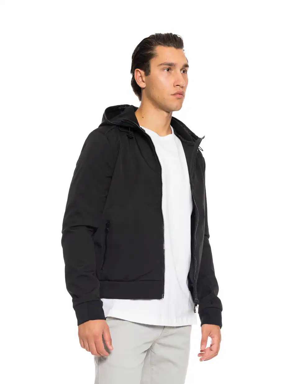 Splendid fashion ανδρικό λεπτό bomber μπουφάν με ενσωματωμένη κουκούλα 52-201-118 BLACK