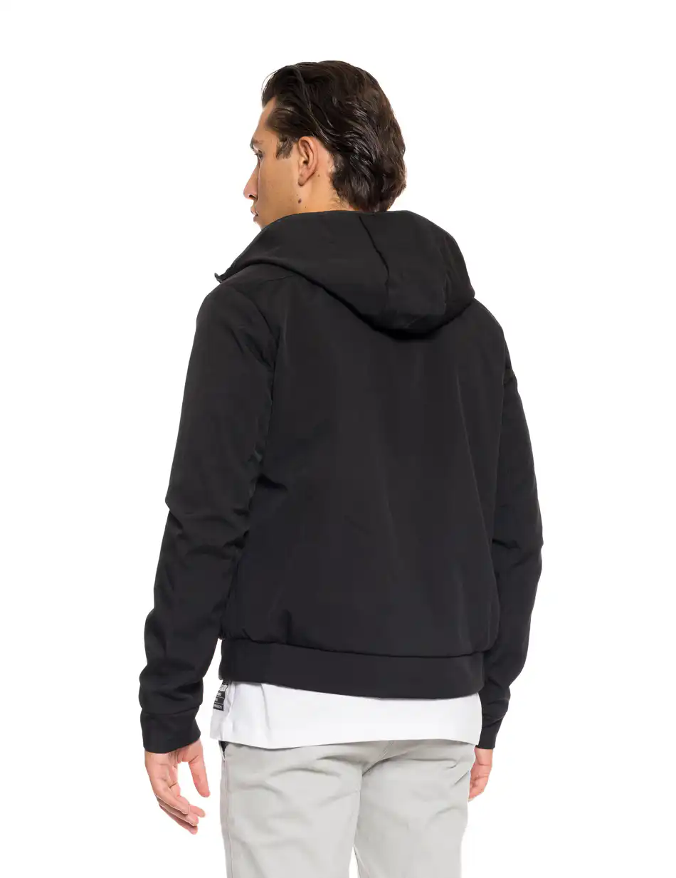 Splendid fashion ανδρικό λεπτό bomber μπουφάν με ενσωματωμένη κουκούλα 52-201-118 BLACK