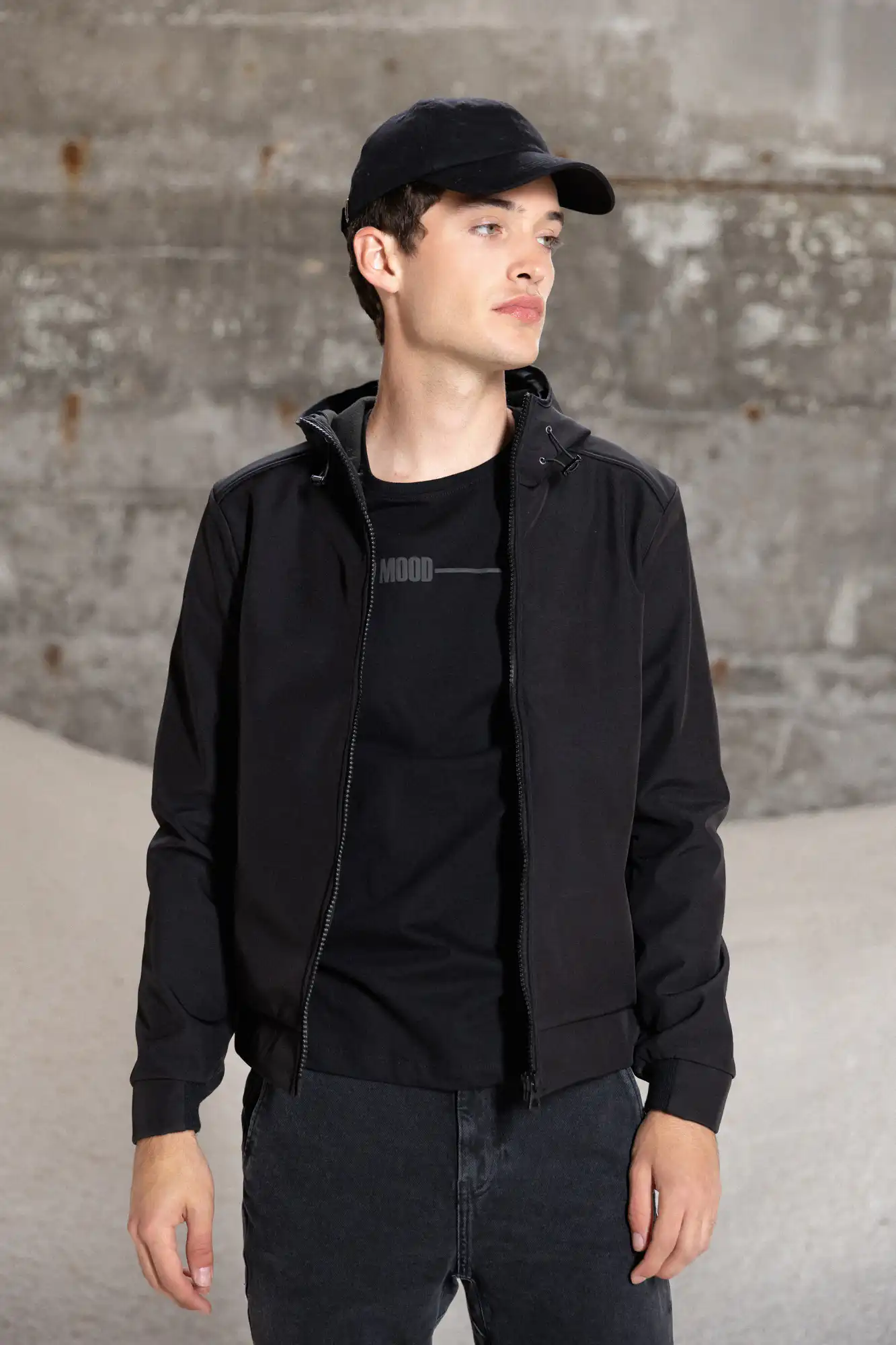 Splendid fashion ανδρικό λεπτό bomber μπουφάν με ενσωματωμένη κουκούλα 52-201-118 BLACK