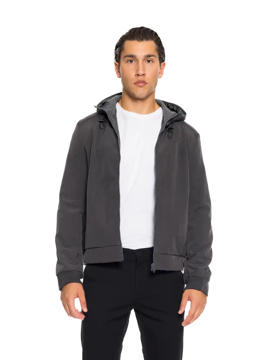 Splendid fashion ανδρικό λεπτό bomber μπουφάν με ενσωματωμένη κουκούλα 52-201-118 DK GREY