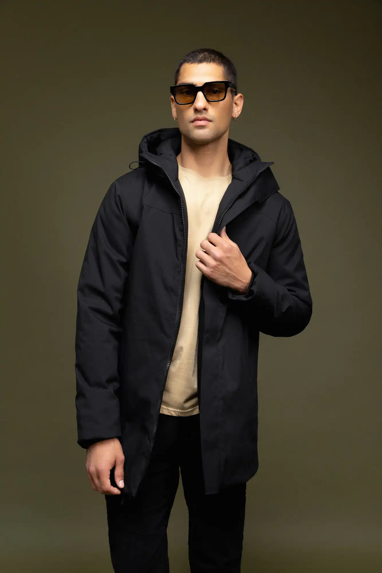 Biston fashion ανδρικό demi μπουφάν με ενσωματωμένη κουκούλα 52-201-121 BLACK