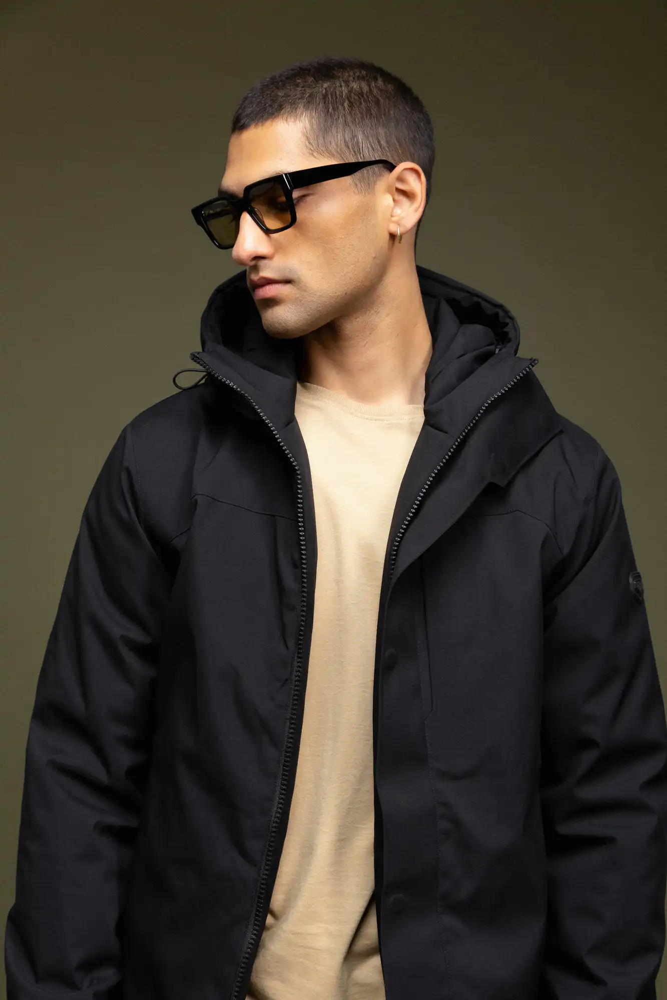 Biston fashion ανδρικό demi μπουφάν με ενσωματωμένη κουκούλα 52-201-121 BLACK