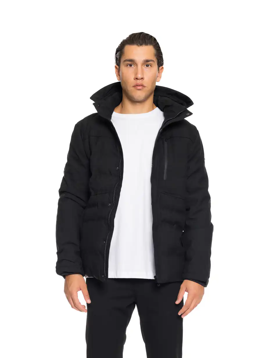 Biston fashion ανδρικό κοντό μπουφάν με αποσπώμενη κουκούλα 52-201-122 BLACK