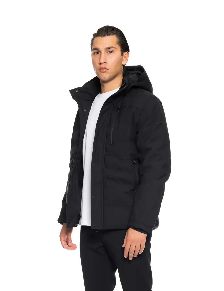 Biston fashion ανδρικό κοντό μπουφάν με αποσπώμενη κουκούλα 52-201-122 BLACK