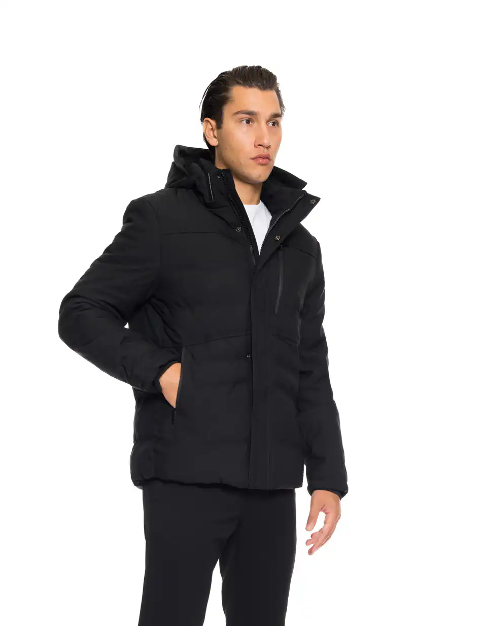 Biston fashion ανδρικό κοντό μπουφάν με αποσπώμενη κουκούλα 52-201-122 BLACK