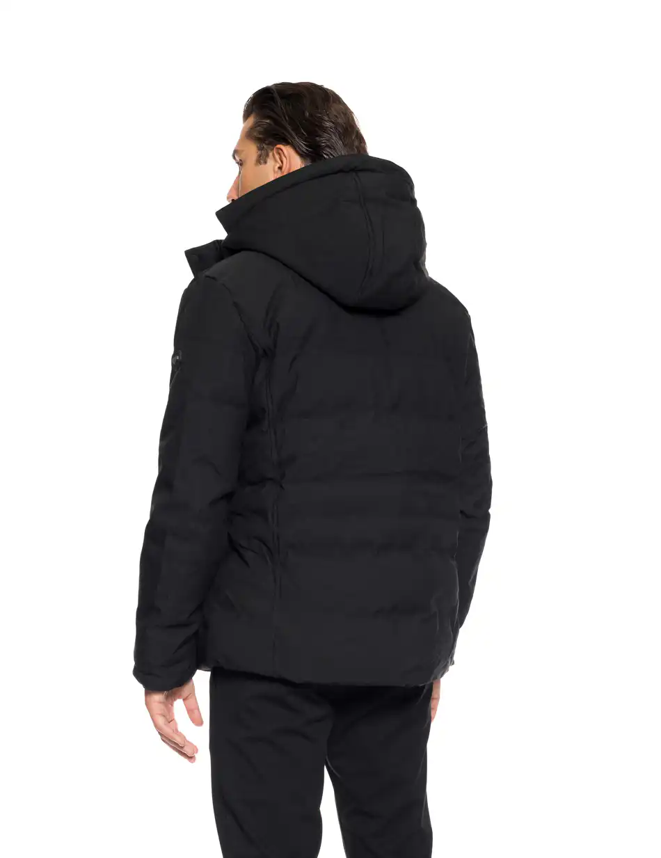 Biston fashion ανδρικό κοντό μπουφάν με αποσπώμενη κουκούλα 52-201-122 BLACK