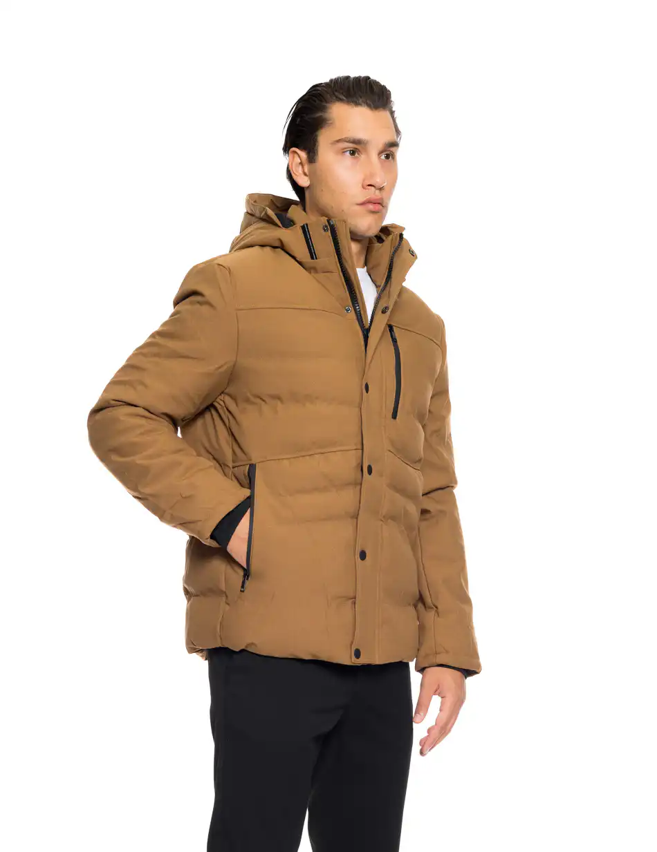 Biston fashion ανδρικό κοντό μπουφάν με αποσπώμενη κουκούλα 52-201-122 CAMEL