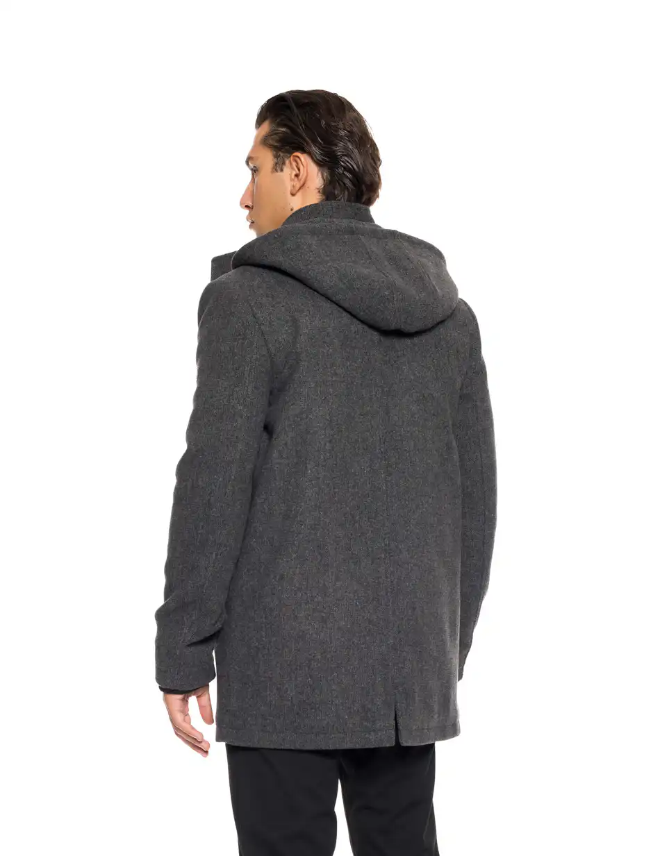Biston fashion ανδρικό demi πανωφόρι με αποσπώμενη κουκούλα 52-201-123 DK GREY