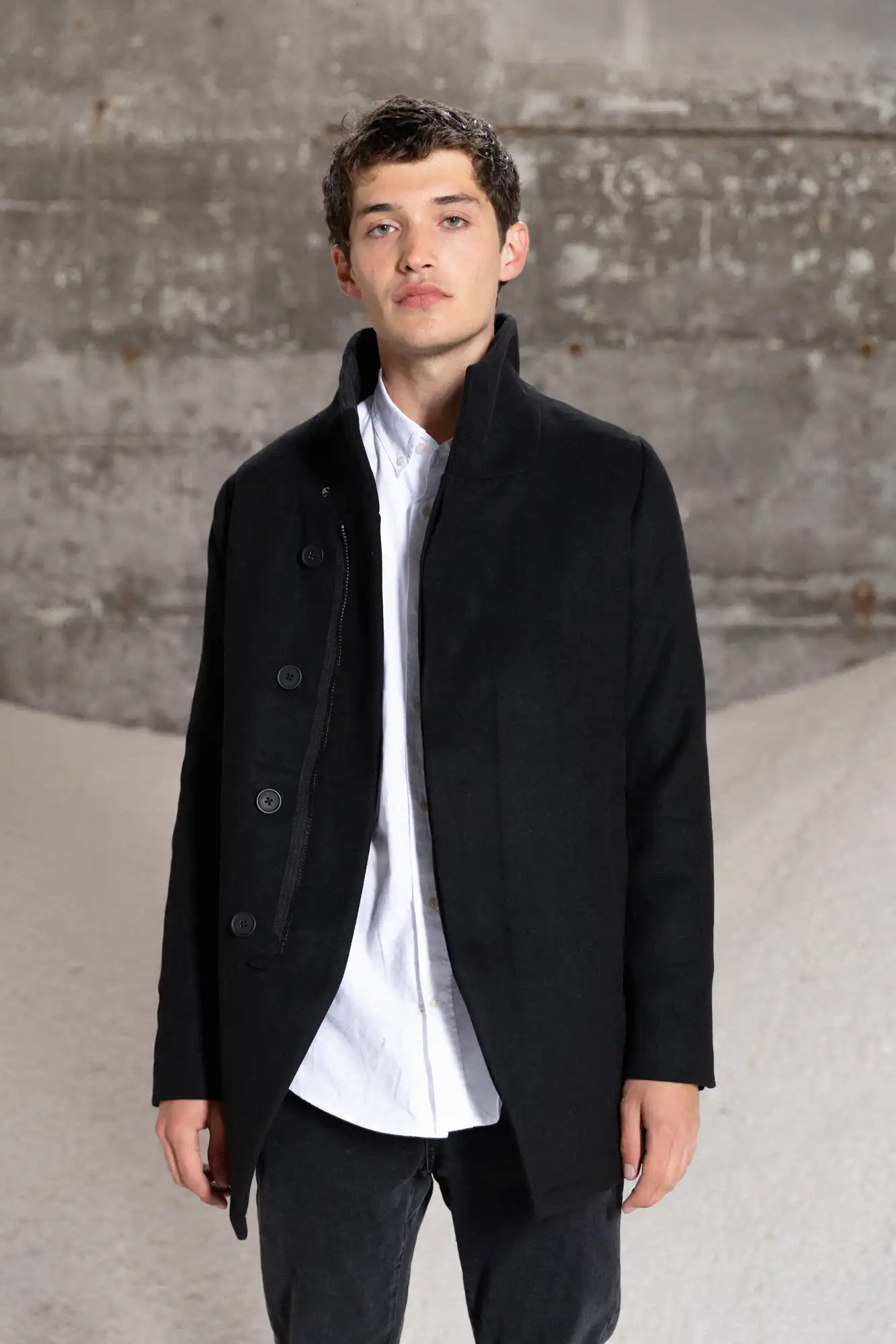 Splendid fashion ανδρικό demi παλτό με γιακά 52-201-124 BLACK