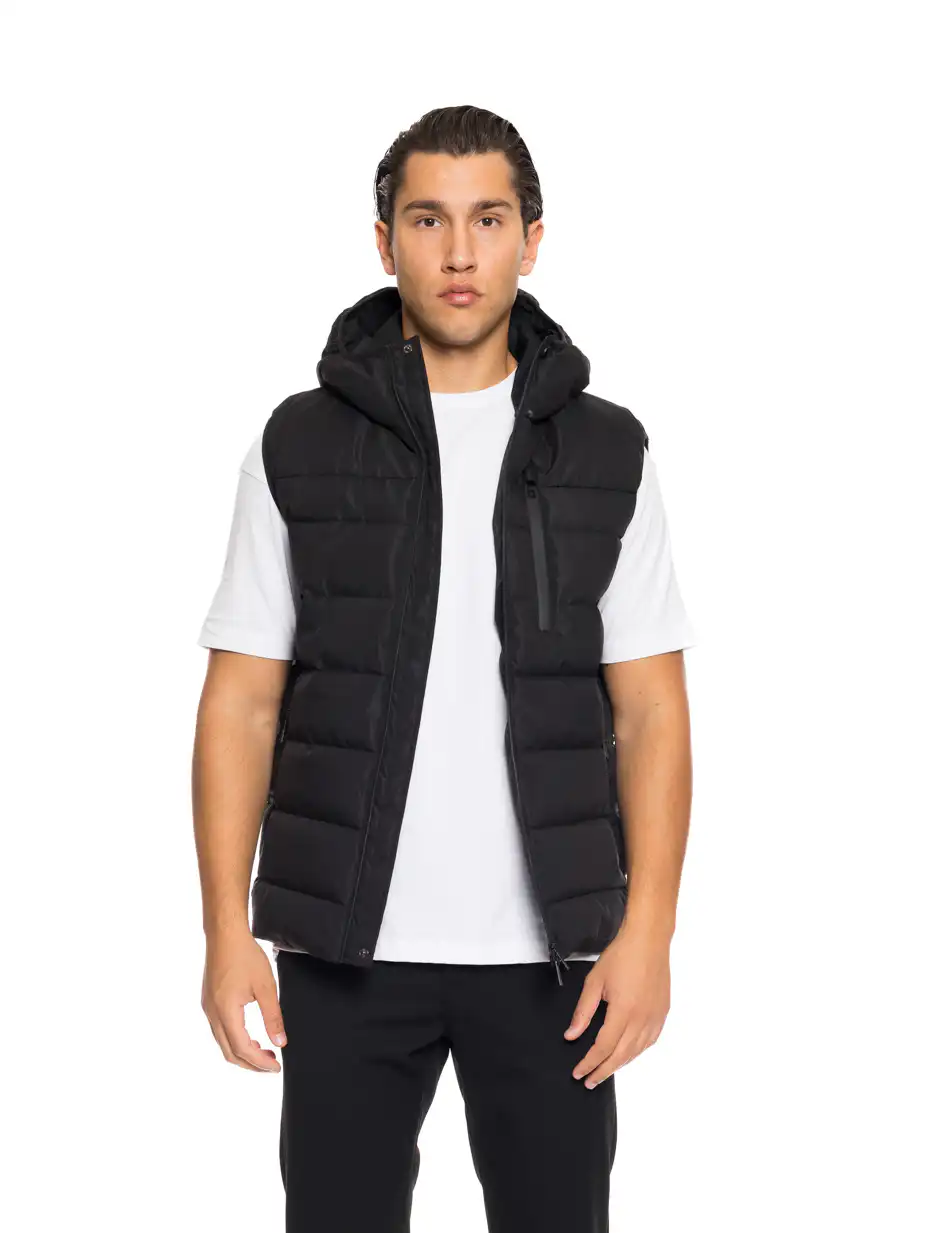 Βiston fashion ανδρικό αμάνικο μπουφάν με ενσωματωμένη κουκούλα 52-202-004 BLACK