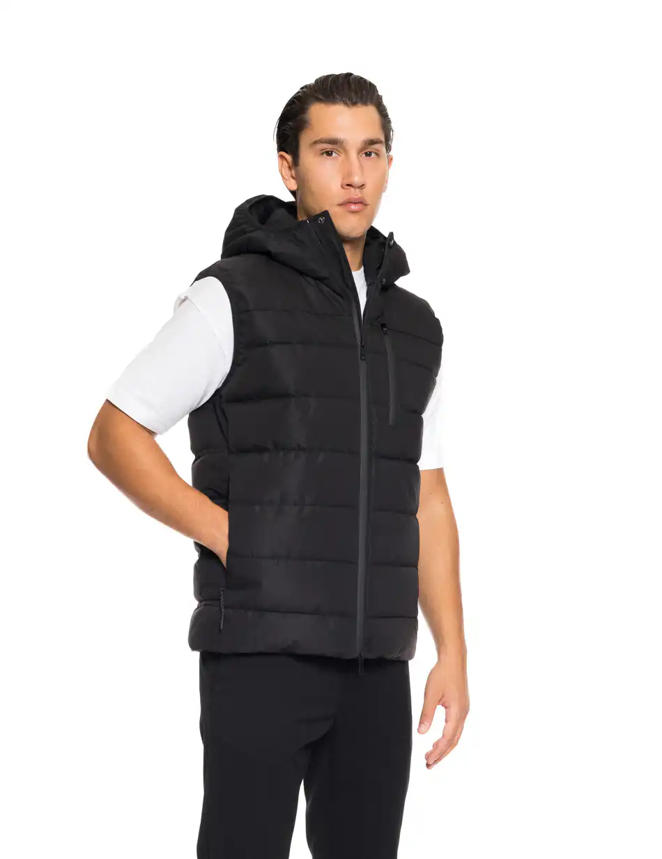 Βiston fashion ανδρικό αμάνικο μπουφάν με ενσωματωμένη κουκούλα 52-202-004 BLACK