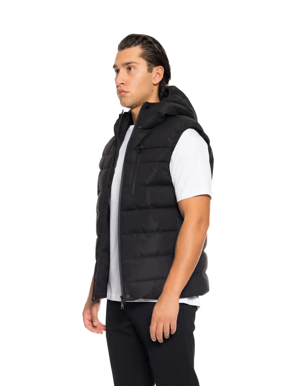 Βiston fashion ανδρικό αμάνικο μπουφάν με ενσωματωμένη κουκούλα 52-202-004 BLACK