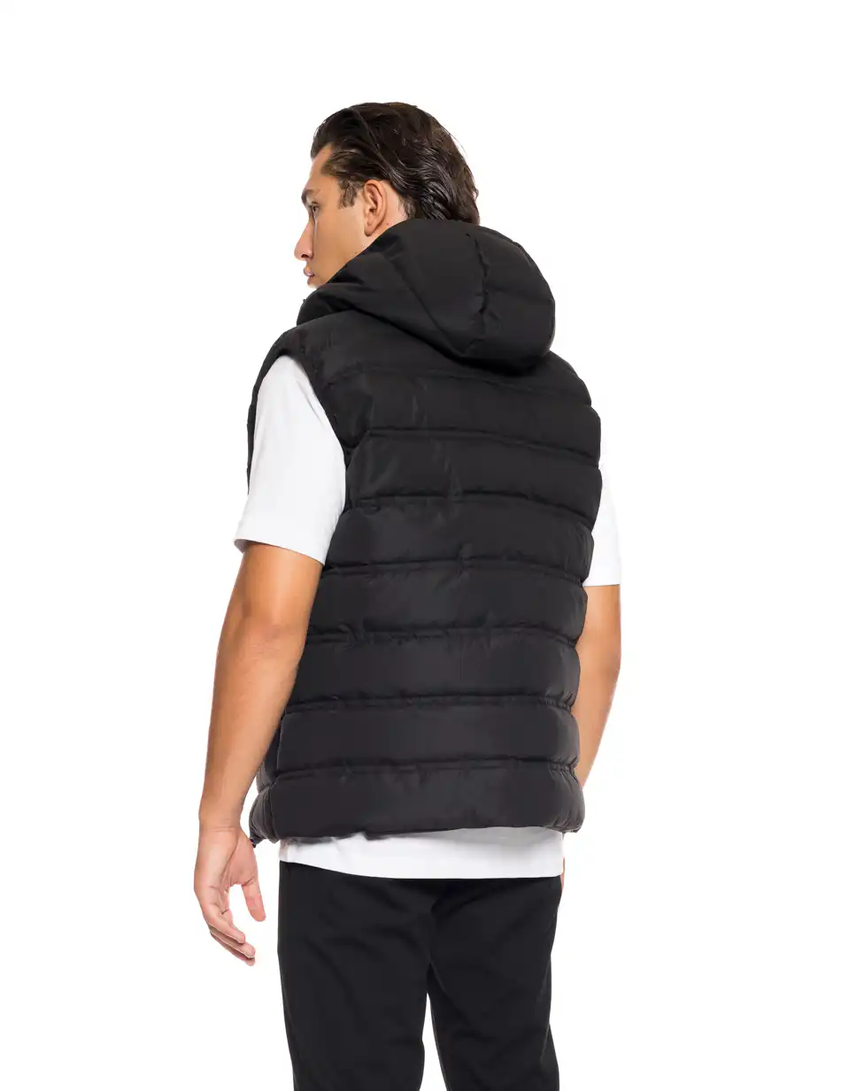 Βiston fashion ανδρικό αμάνικο μπουφάν με ενσωματωμένη κουκούλα 52-202-004 BLACK