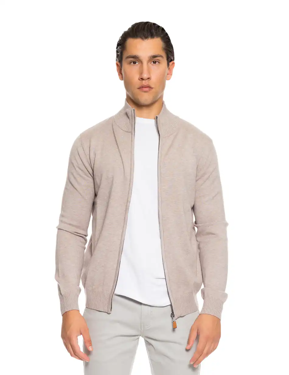 Biston fashion ανδρική πλεκτή ζακέτα 52-206-001 BEIGE