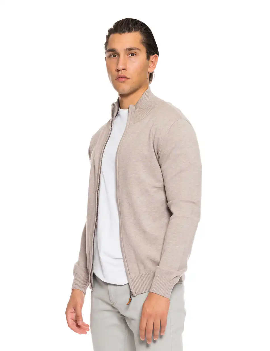 Biston fashion ανδρική πλεκτή ζακέτα 52-206-001 BEIGE