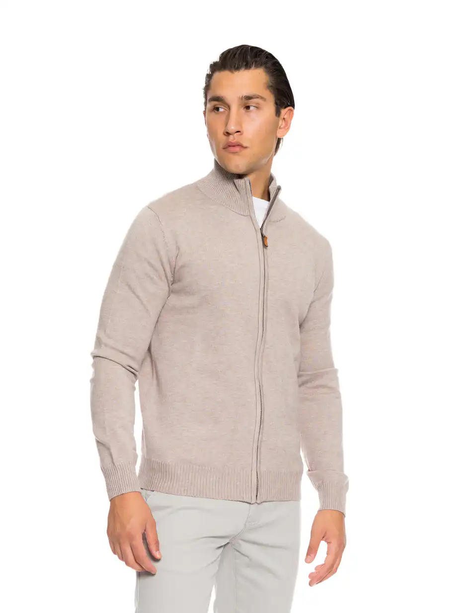 Biston fashion ανδρική πλεκτή ζακέτα 52-206-001 BEIGE