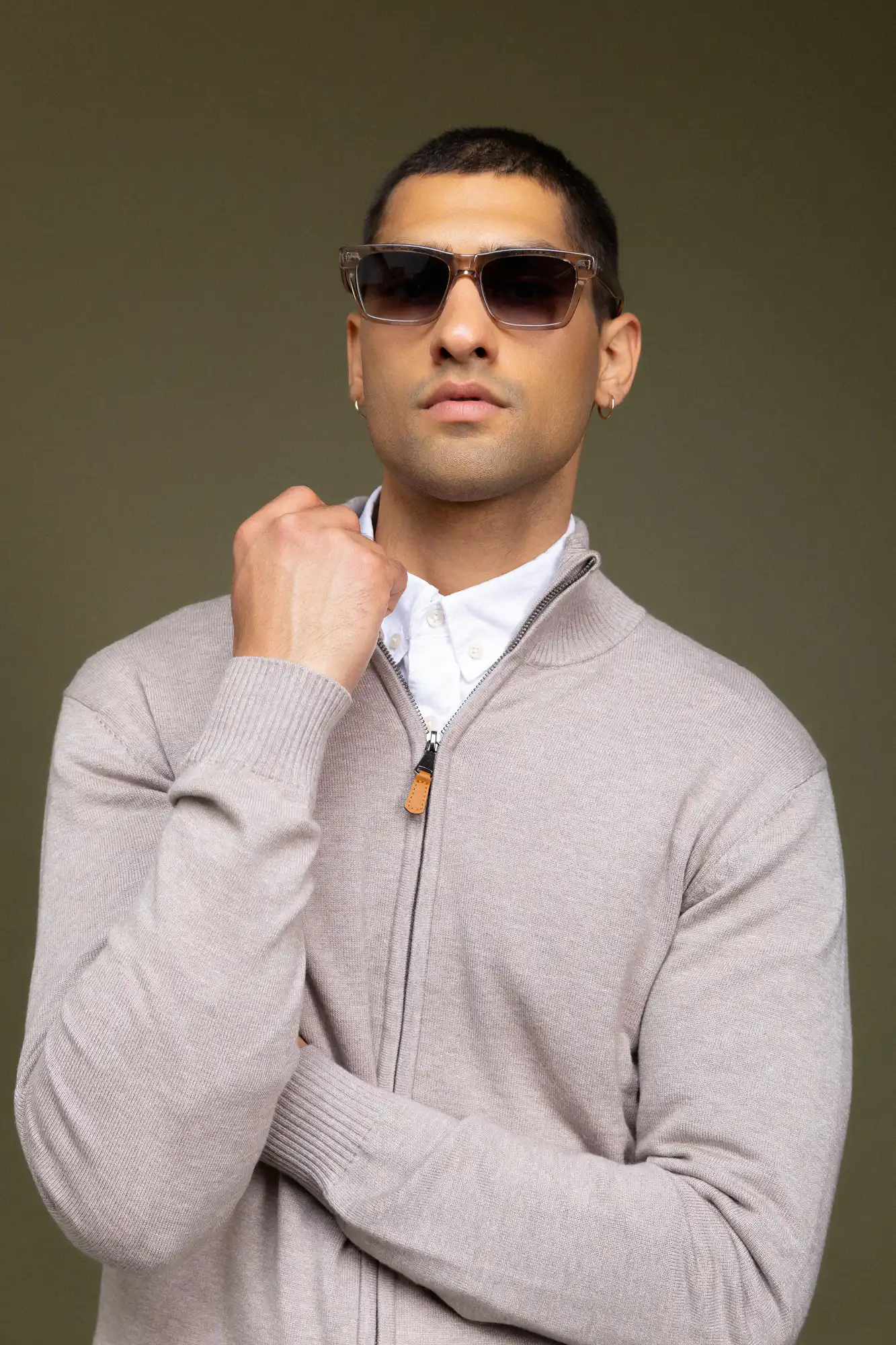 Biston fashion ανδρική πλεκτή ζακέτα 52-206-001 BEIGE