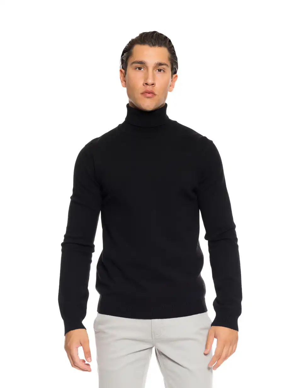 Biston fashion ανδρική πλεκτή μπλούζα με όρθιο γιακά 52-206-002 BLACK