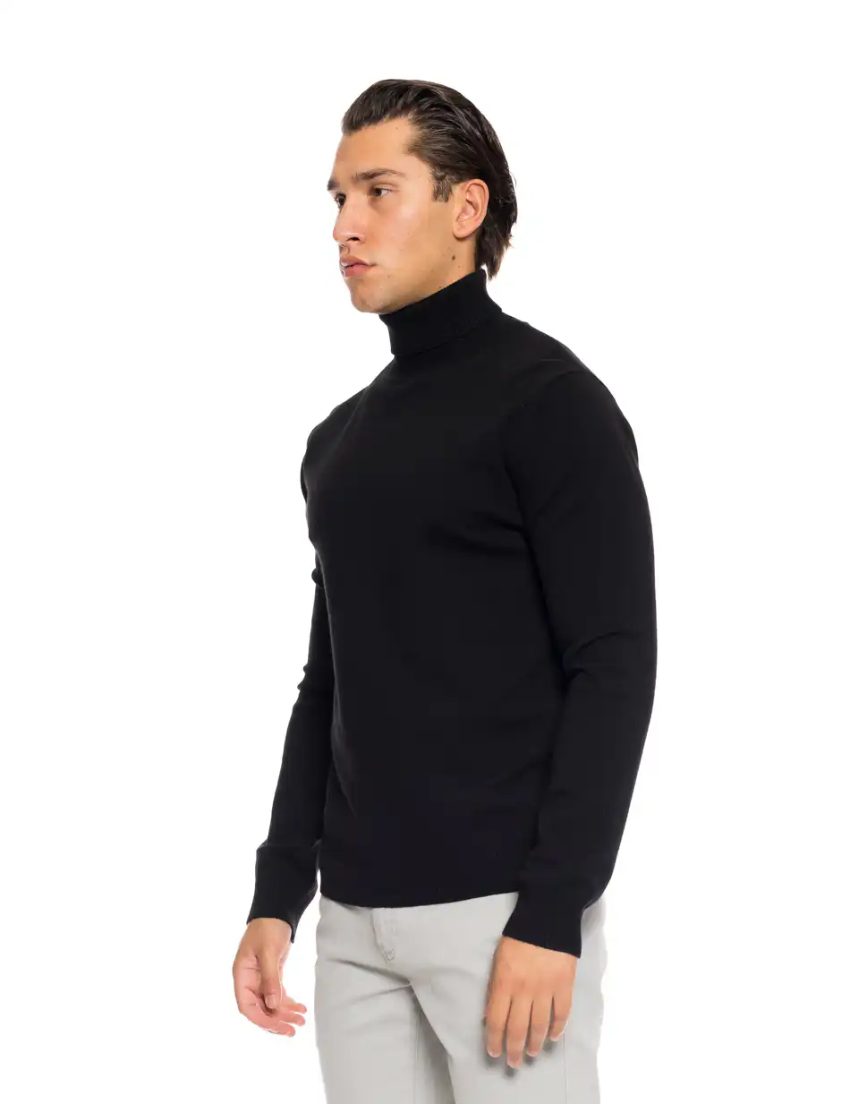 Biston fashion ανδρική πλεκτή μπλούζα με όρθιο γιακά 52-206-002 BLACK