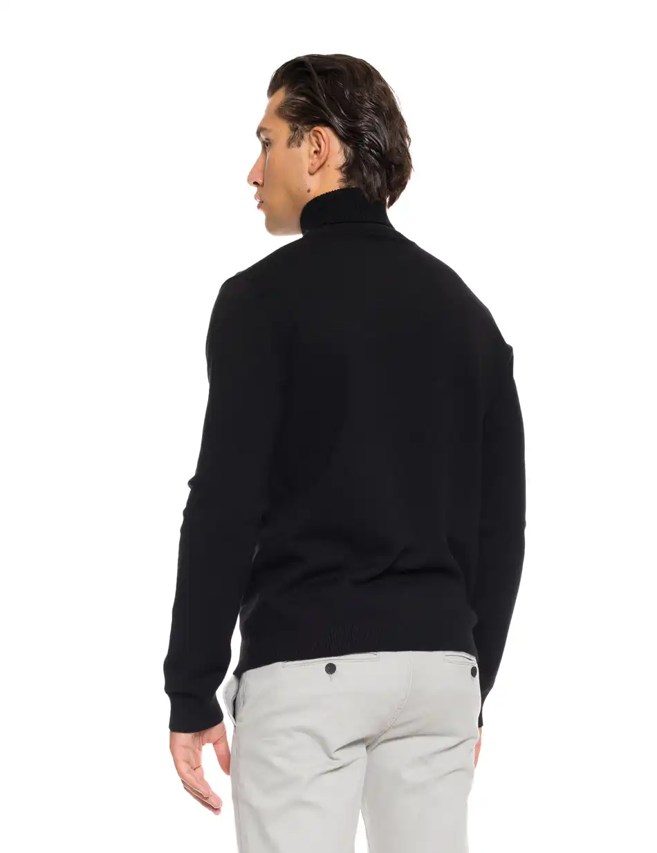 Biston fashion ανδρική πλεκτή μπλούζα με όρθιο γιακά 52-206-002 BLACK