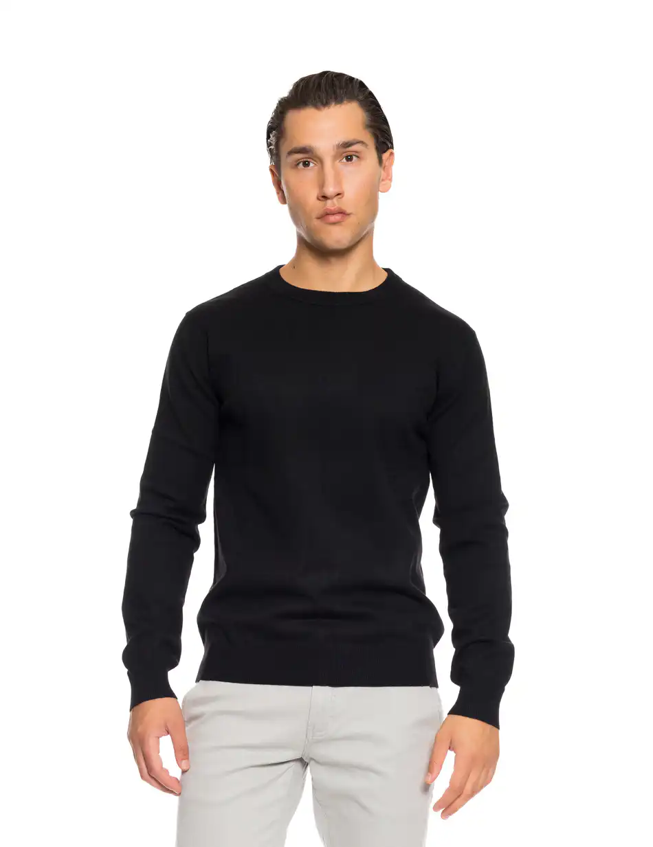 Biston fashion ανδρική πλεκτή μπλούζα με στρόγγυλο λαιμό 52-206-003 BLACK