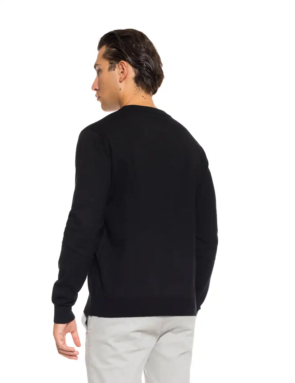 Biston fashion ανδρική πλεκτή μπλούζα με στρόγγυλο λαιμό 52-206-003 BLACK