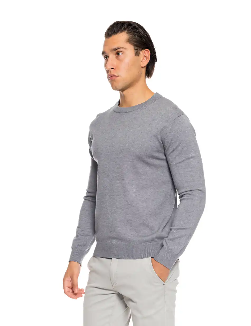 Biston fashion ανδρική πλεκτή μπλούζα με στρόγγυλο λαιμό 52-206-003 DK GREY