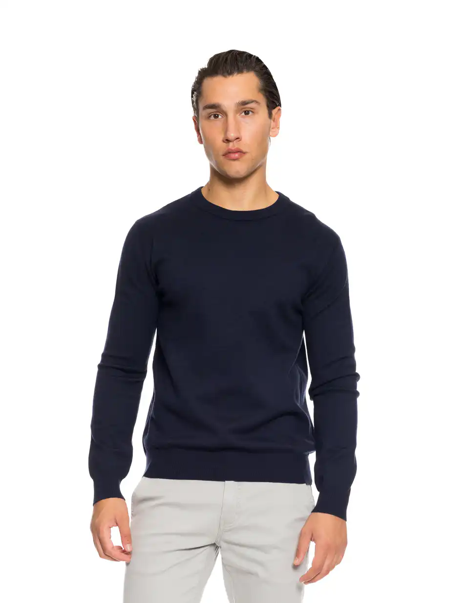 Biston fashion ανδρική πλεκτή μπλούζα με στρόγγυλο λαιμό 52-206-003 NAVY