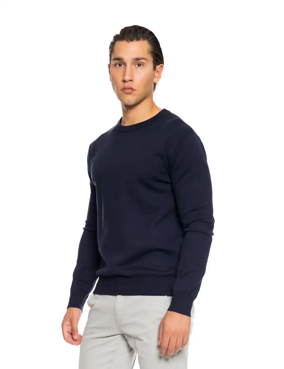 Biston fashion ανδρική πλεκτή μπλούζα με στρόγγυλο λαιμό 52-206-003 NAVY