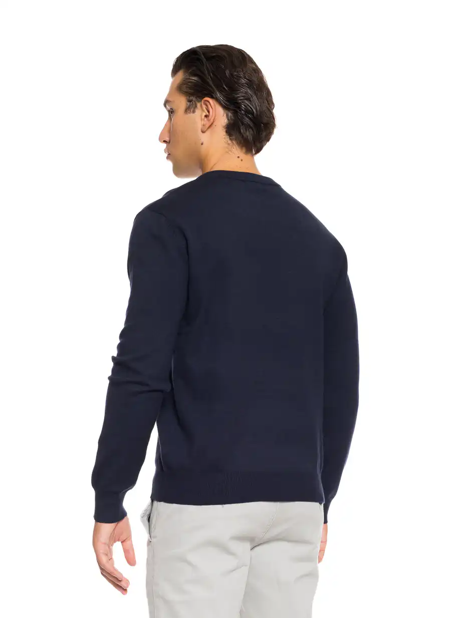 Biston fashion ανδρική πλεκτή μπλούζα με στρόγγυλο λαιμό 52-206-003 NAVY