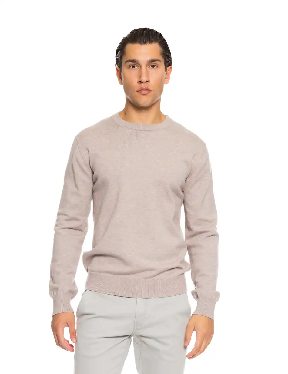 Biston fashion ανδρική πλεκτή μπλούζα με στρόγγυλο λαιμό 52-206-003 BEIGE