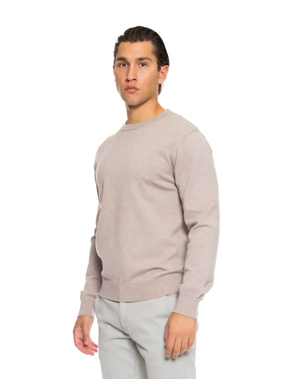 Biston fashion ανδρική πλεκτή μπλούζα με στρόγγυλο λαιμό 52-206-003 BEIGE