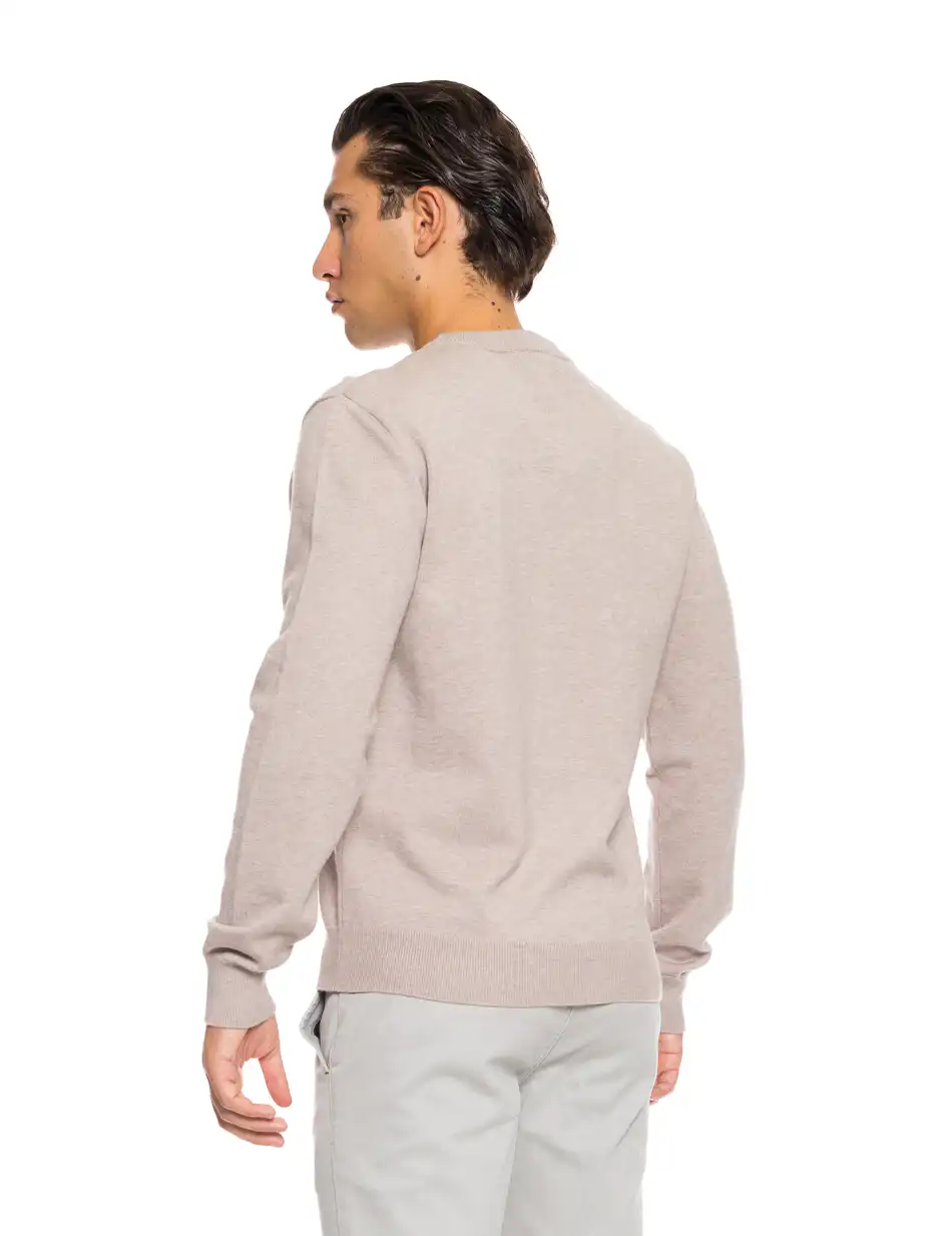 Biston fashion ανδρική πλεκτή μπλούζα με στρόγγυλο λαιμό 52-206-003 BEIGE