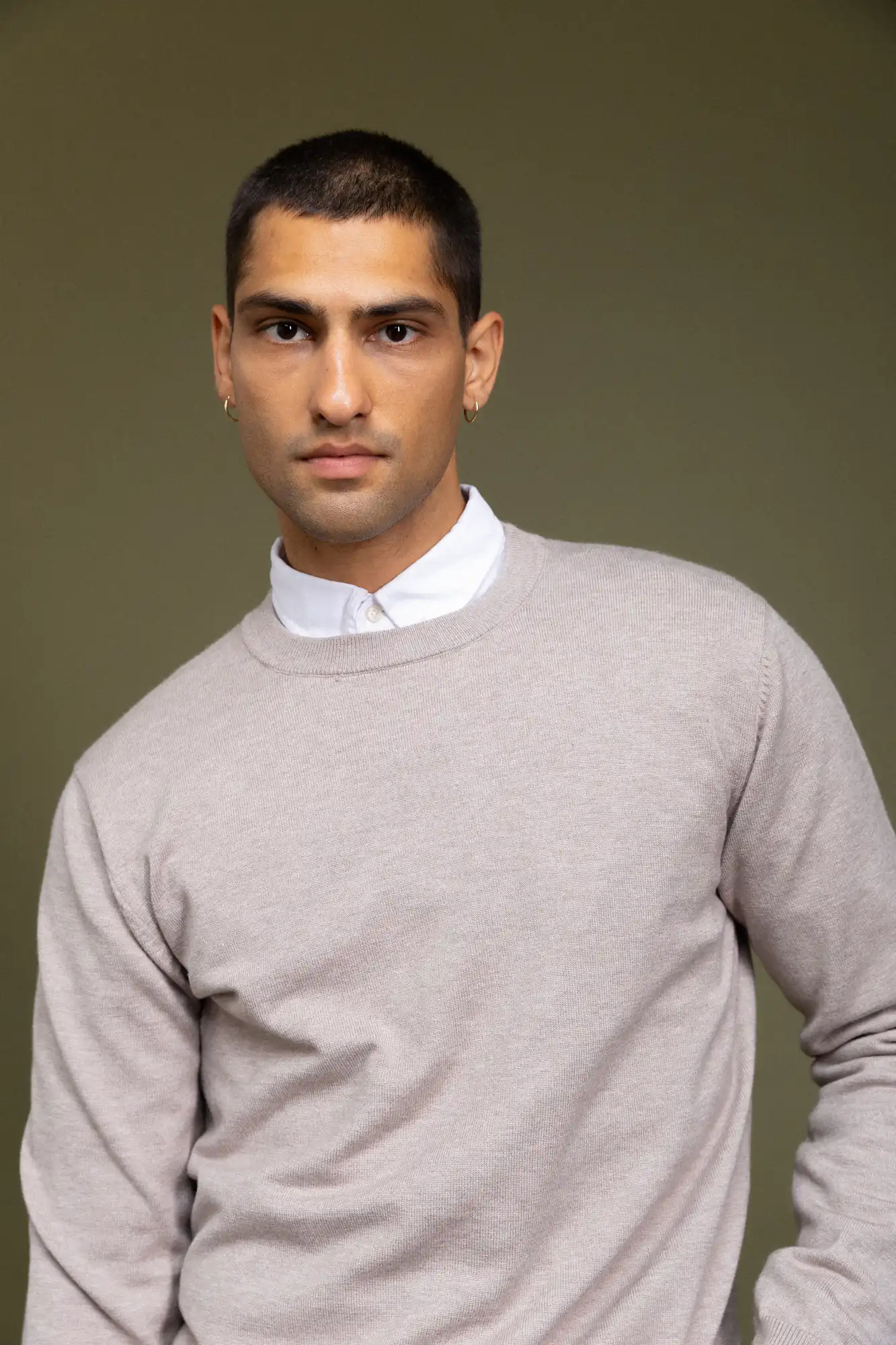 Biston fashion ανδρική πλεκτή μπλούζα με στρόγγυλο λαιμό 52-206-003 BEIGE