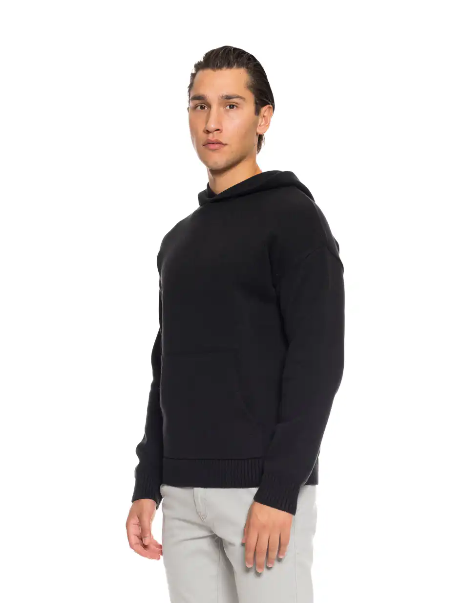 Biston Ανδρική πλεκτή μπλούζα με κουκούλα 52-206-006 BLACK