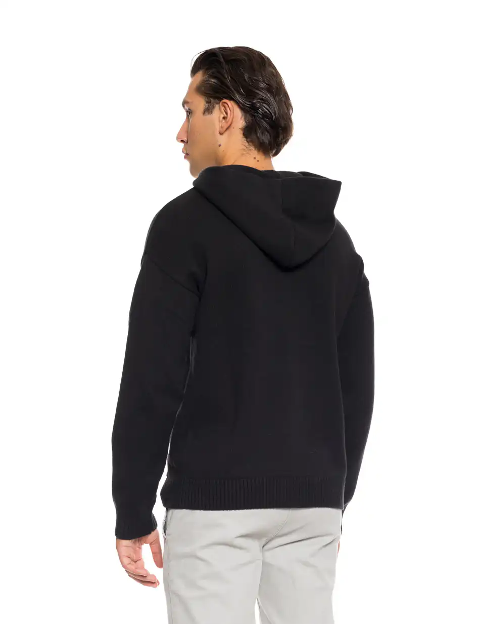 Biston Ανδρική πλεκτή μπλούζα με κουκούλα 52-206-006 BLACK