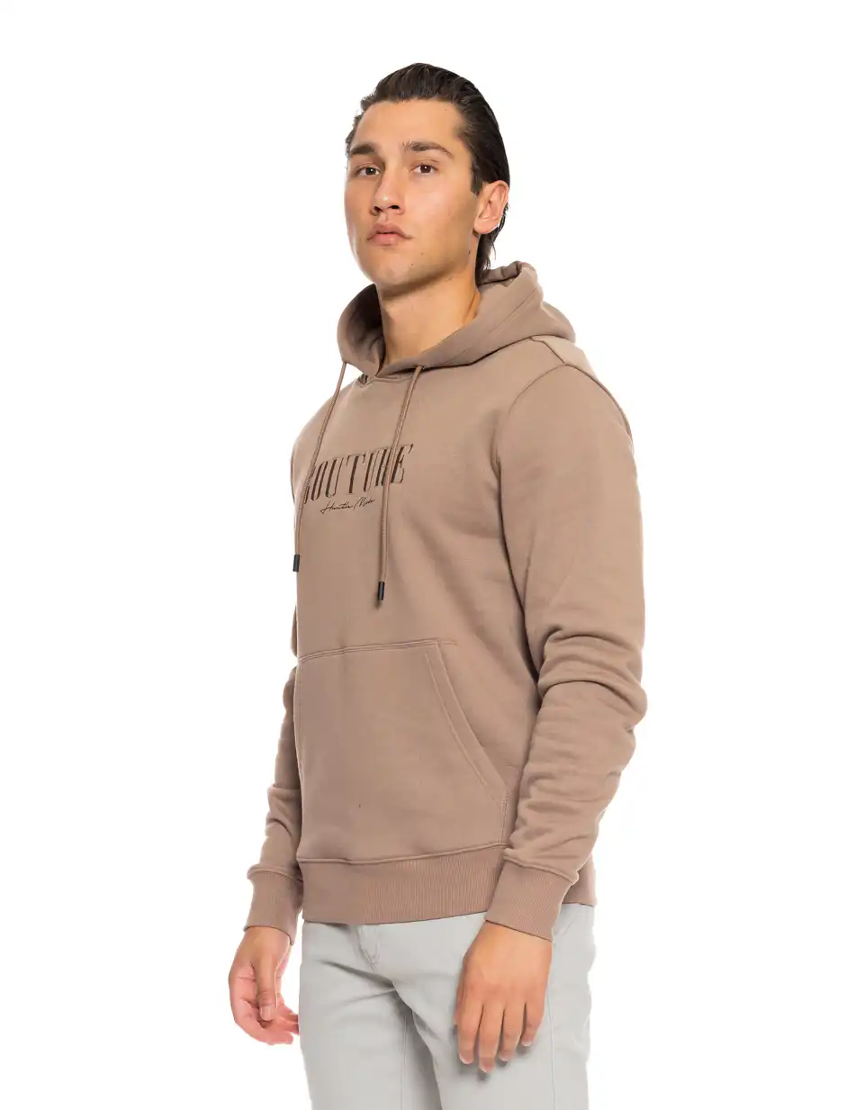 Smart fashion ανδρική μπλούζα φούτερ με κουκούλα και τσέπη 52-206-011 BEIGE