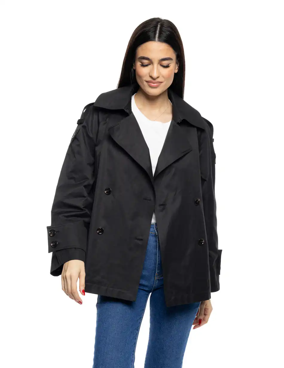 S' Γυναικεία κοντή καμπαρντίνα 53-101-004 BLACK