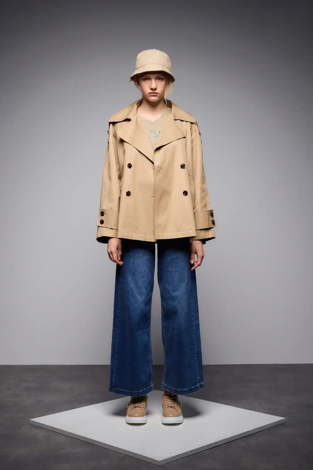 S' Γυναικεία κοντή καμπαρντίνα 53-101-004 DK BEIGE