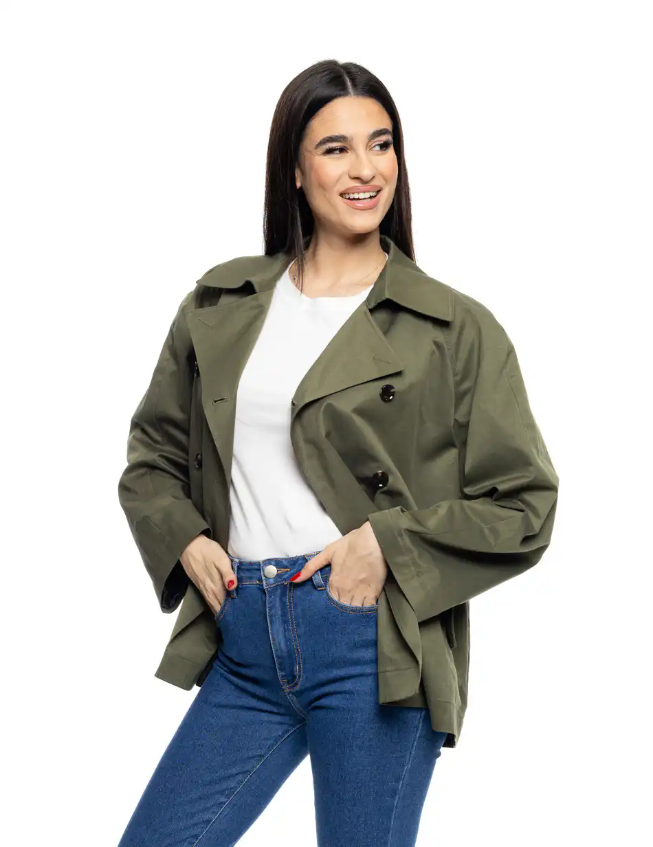 B' Γυναικεία κοντή καμπαρντίνα 53-101-005 KHAKI