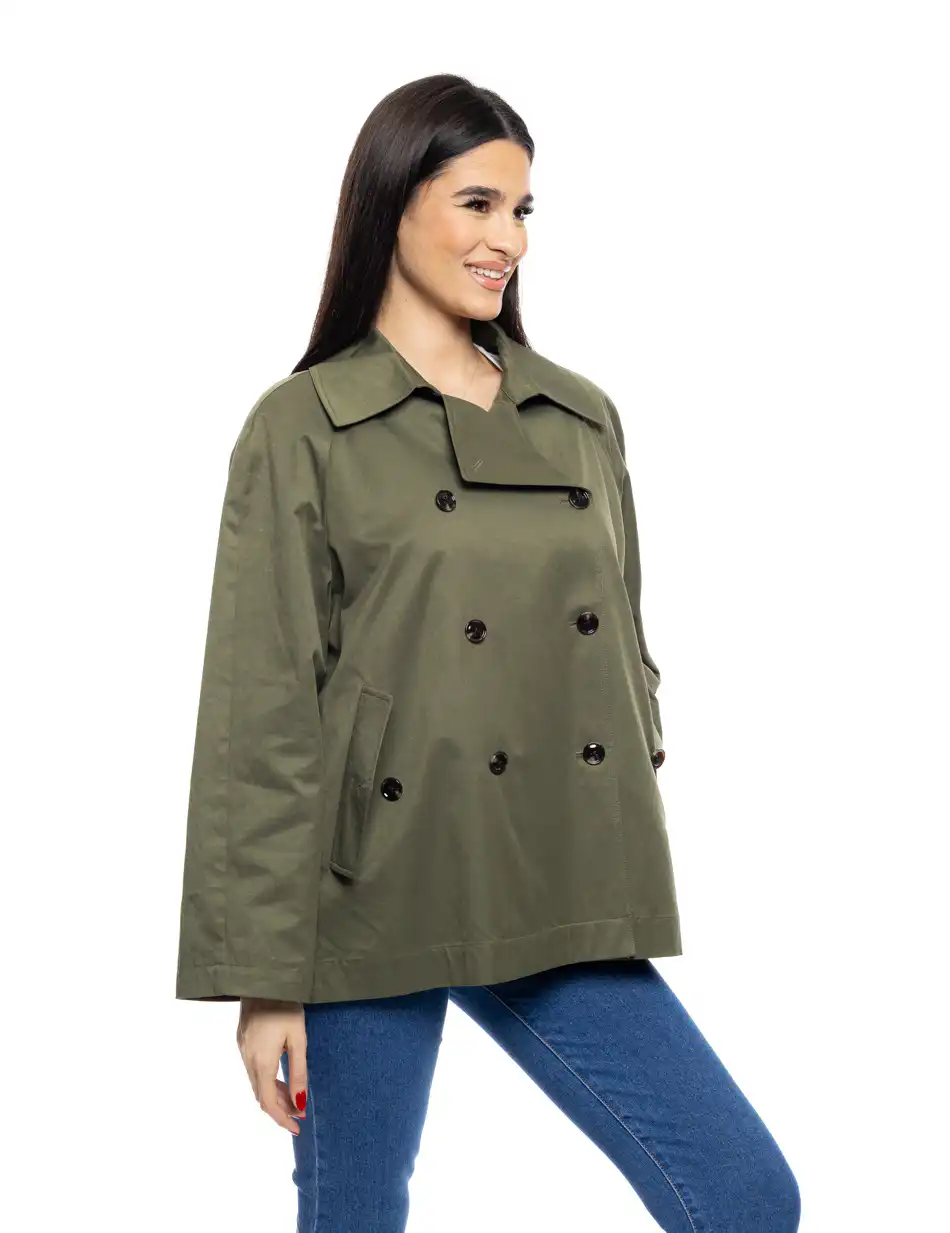 B' Γυναικεία κοντή καμπαρντίνα 53-101-005 KHAKI