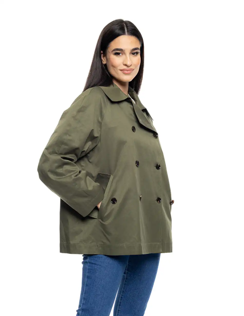 B' Γυναικεία κοντή καμπαρντίνα 53-101-005 KHAKI