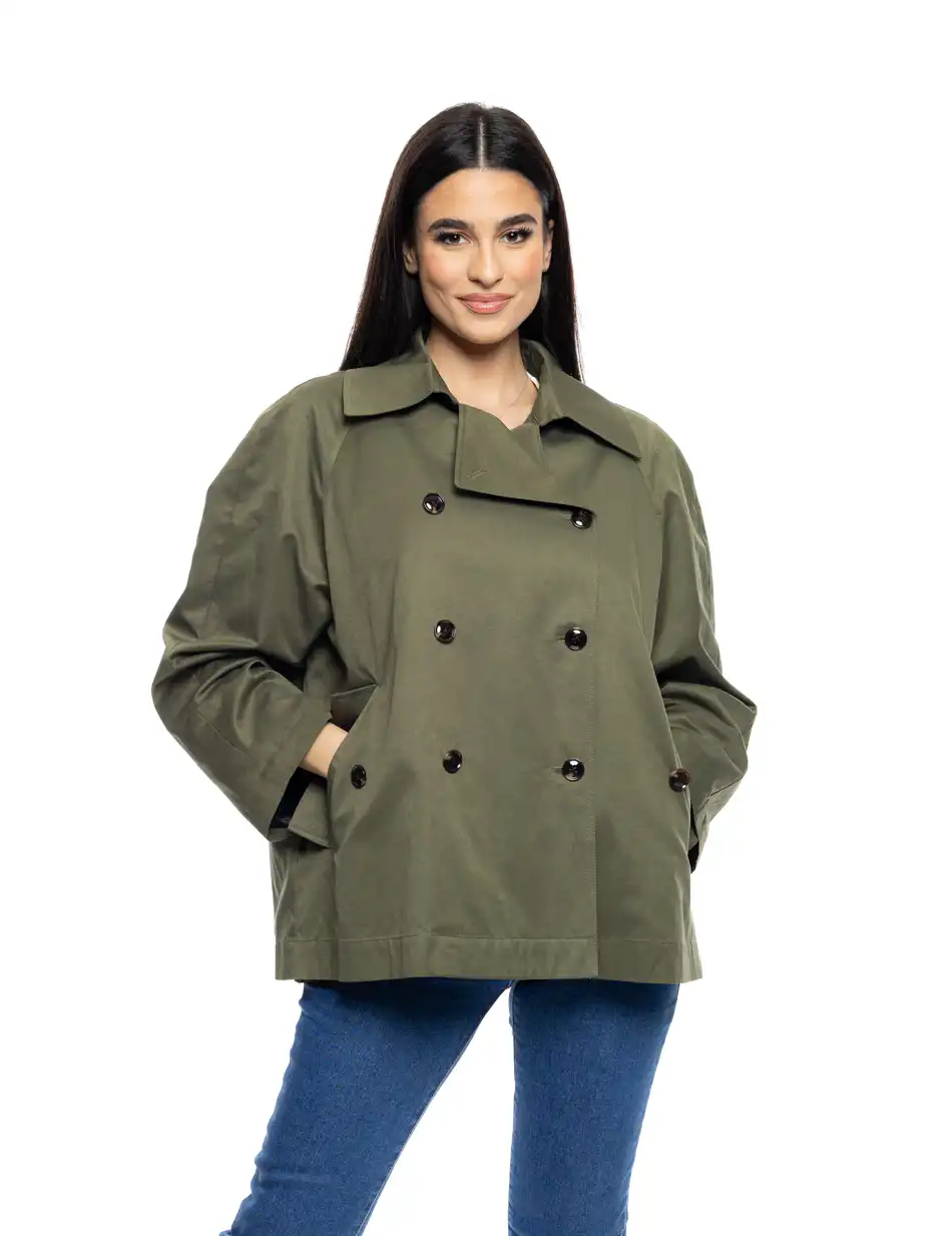 B' Γυναικεία κοντή καμπαρντίνα 53-101-005 KHAKI