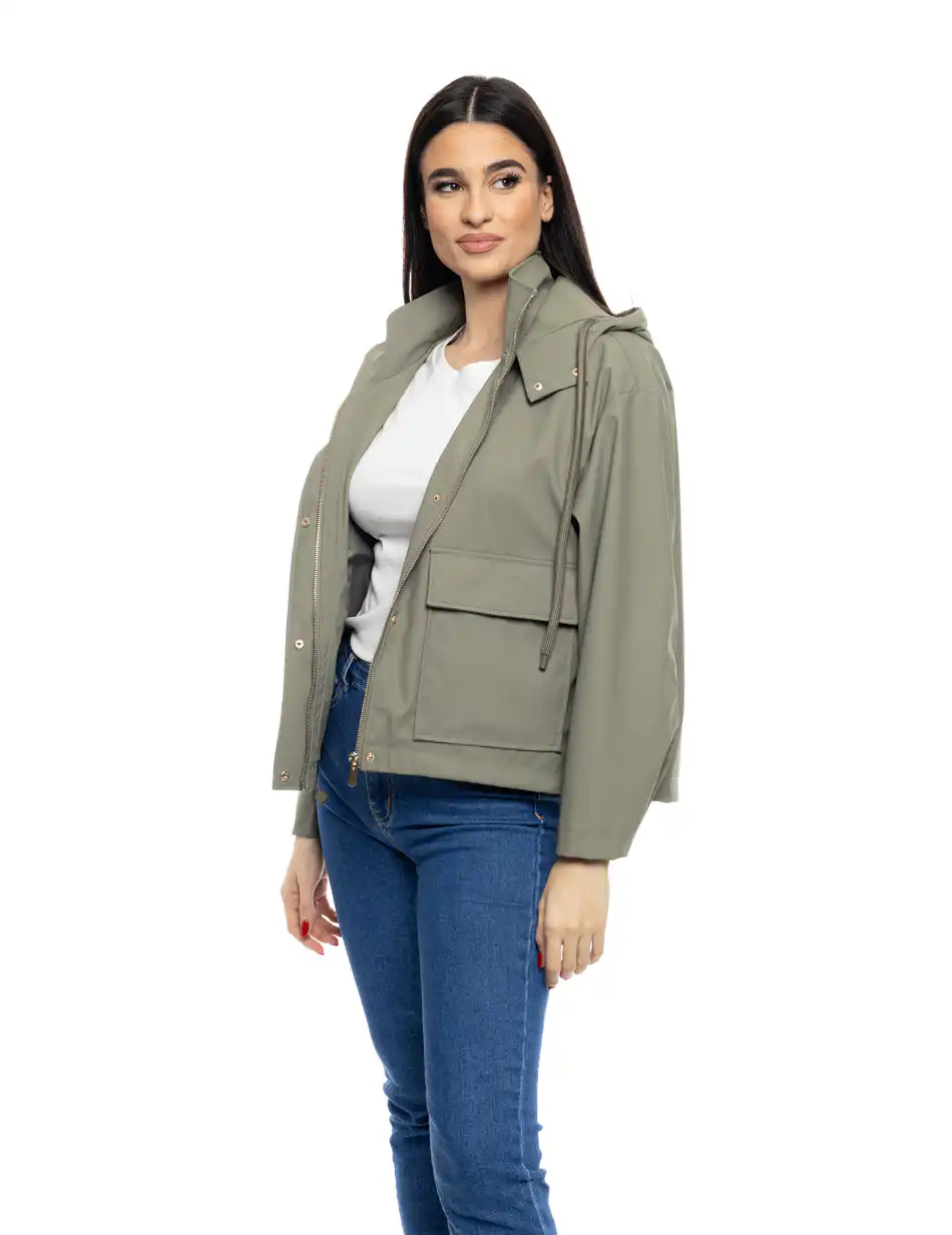 B' Γυναικείο κοντό μπουφάν από νεοπρέν 53-101-010 KHAKI