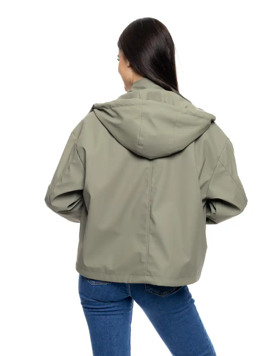 B' Γυναικείο κοντό μπουφάν από νεοπρέν 53-101-010 KHAKI