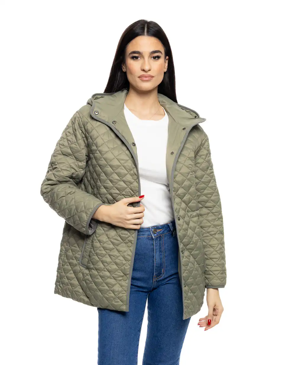 S' Γυναικείο κοντό μπουφάν με ενσωματατωμένη κουκούλα 53-101-017 GREEN